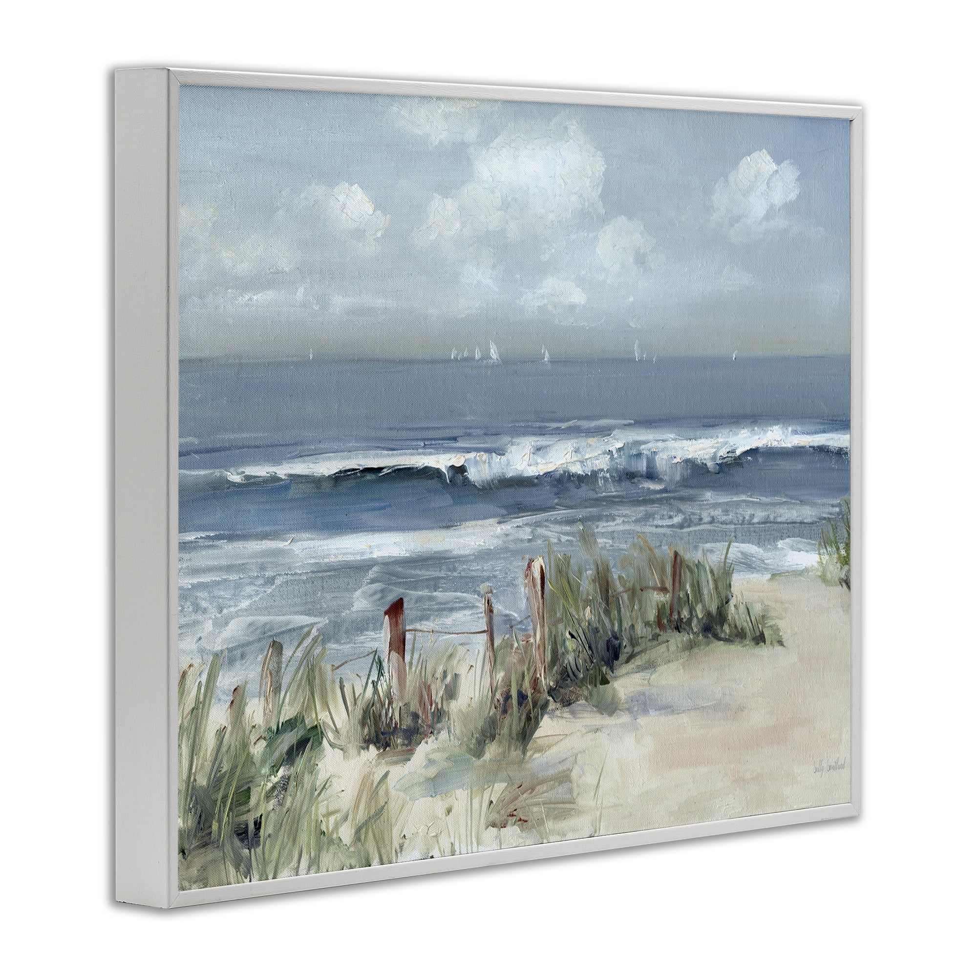 Stupell Industries Brushed Expression of Coast White Framed Giclee Art, design by Sally Swatland
