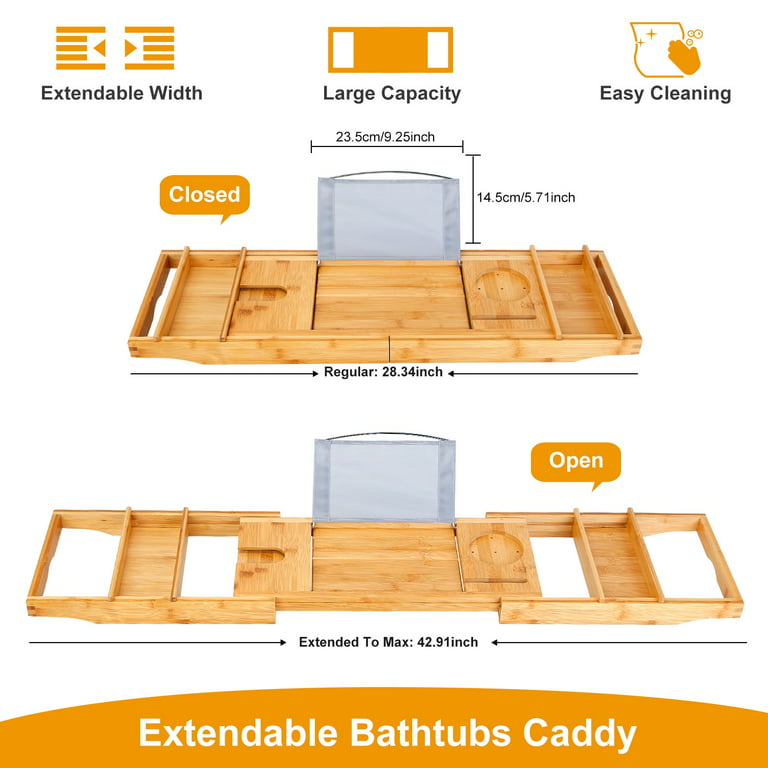 Mornenjoy Bath Tray for Tub,Bathtub Caddy Tray, Expandable Bath