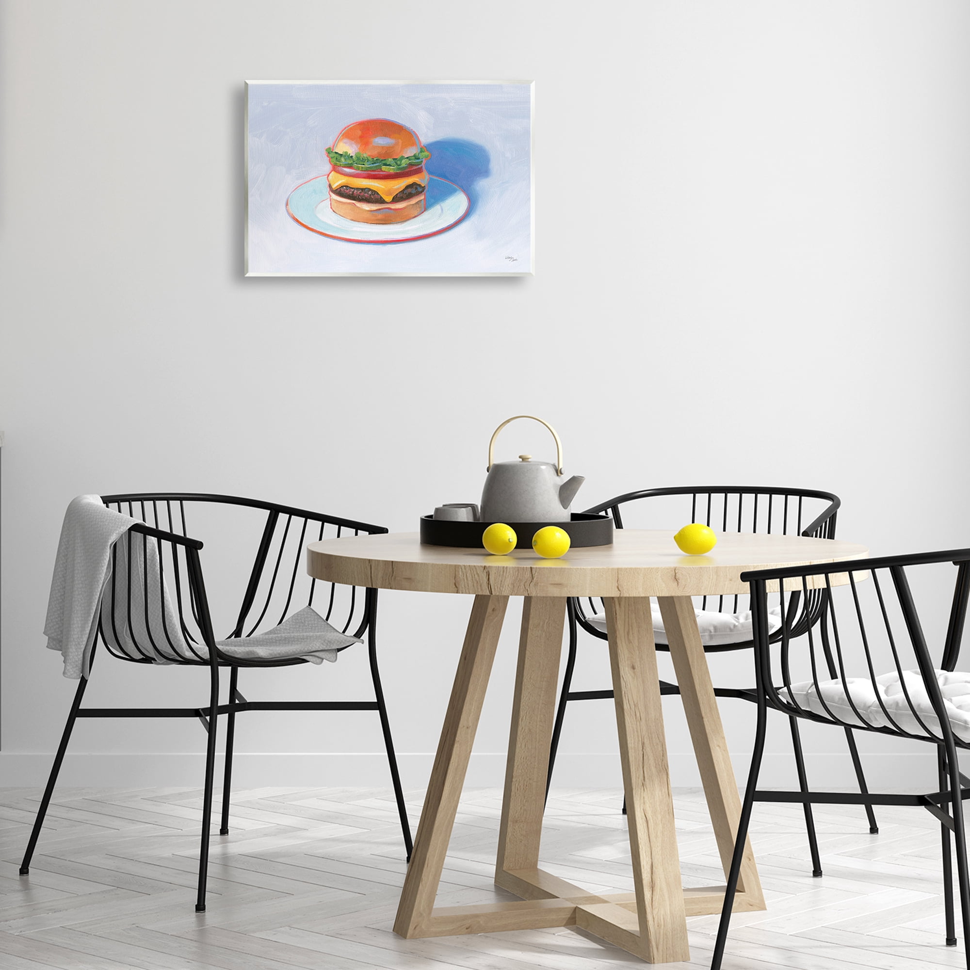 Stupell Industries Burger on Plate Food & Beverage Painting Unframed Art Print Wall Art, 19 x 13