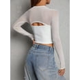 thumbnail image 2 of Michellecmm Women Fitted Crop Tops Cutout Mesh Long Sleeve Shirt Casual Pullover for Club Streetwear Aesthetic Grunge Clothes, 2 of 7