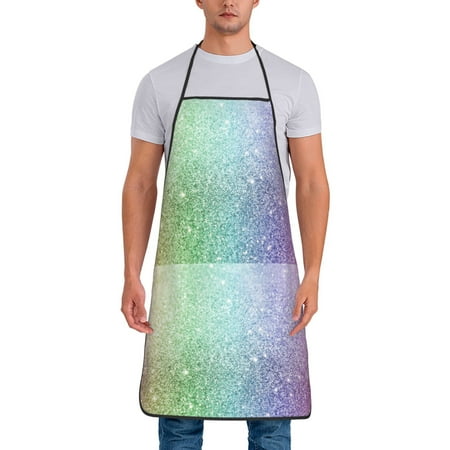 

Wukai Beautiful Glitter Print Aprons Adjustable Bib Aprons Cooking Kitchen Chef Apron for Women and Men