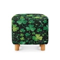 thumbnail image 2 of SCRAWLGOD St. Patrick's Day Shine Shamrock Print Green Black Stretch Ottoman Cover Square Ottoman Slipcovers for Foot Stool & Folding Storage Furniture with Nonslip Elastic Bottom for Living Room, 2 of 7