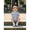 thumbnail image 5 of BemeyourBBs Newborn Baby Boys Summer Clothes Infant Boys 2 Pieces Outfit Waffle Knit Short Sleeve Solid Color Romper and Drawstring Shorts Set, 5 of 9