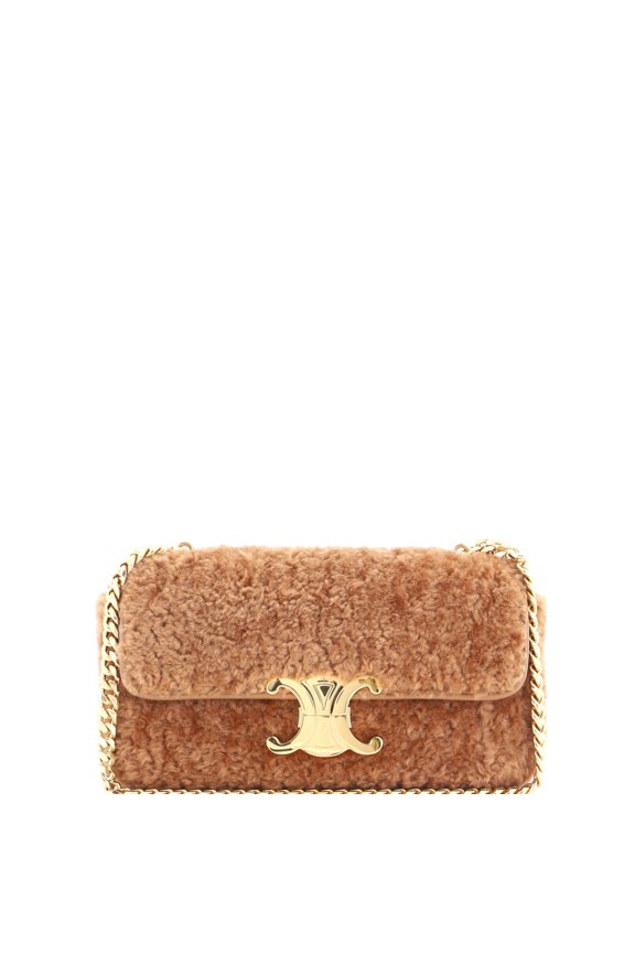 Pre-Owned Triomphe Chain Shoulder Bag Shearling Small By Rebag