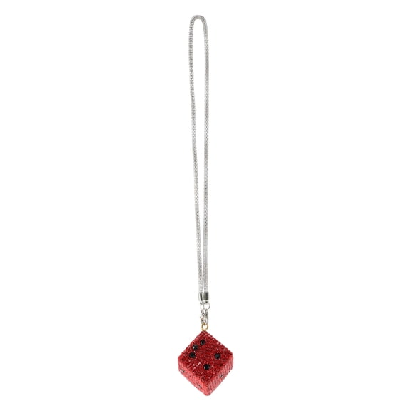 Unique Bargains 1 Pcs Metal Rhinestone Diamond Dice Car Rear View Mirror Pendant Accessories Car Hanging Ornament Red
