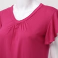 thumbnail image 5 of YOTMKGDO Summer Outfits for Women, Womens Short Sleeve Tops, Womens Tops Dressy Casual Shirred V Neck T Shirts Ruffle Sleeve Tops Summer Fashion T Shirt, Pink Top, S, 5 of 6