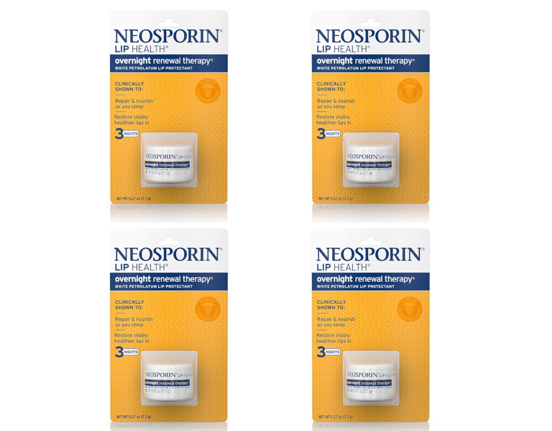 4 Pack Neosporin Lip Health Overnight Renewal Therapy 0.27 oz Each
