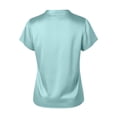 thumbnail image 5 of Tqcoqu Womens Satin Blouse for Women Business Work Tops Casual Cap Sleeve V Neck Button Down Shirts,Light Blue,Women's S-XXL, 5 of 6