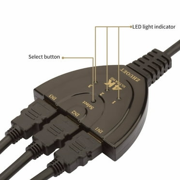 axGear 3-Port HDMI Switch Ultra HD 4K 1080p Switcher Splitter Cable for TV PC Consoles