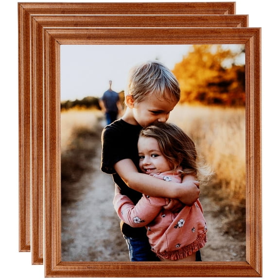 ArtToFrames 8" x 12" Honey Picture Frame, 8x12 inch Brown Wood Poster Frame (WOM-4093), 3 Pack