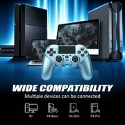 Game Controller Work for P-4/Slim/Pro & PC, Wireless Controller with Dual Vibration/3.5mm Audio Jack/6-Axis Gyro/Touch Pad