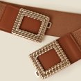 thumbnail image 4 of Prolriy Belts for Women Fashion Thin Narrow Belt Stretch Waistband Dress Women Belt Buckle Waist Leather Belt Womens Belt Brown, 4 of 4