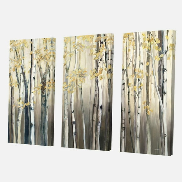 Designart Golden Birch Forest I Canvas Wall Art