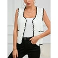 thumbnail image 5 of Charmo Womens Color Blocked Sweater Vest Button Down Sweater with Pockets, 5 of 6