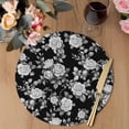 thumbnail image 3 of Black Rose Round 15 Inch Placemats Set of 8, Vintage Pastoral Botanical Floral Leaves Vines HeatResistant Non Slip Place Mats for Dining Table, Wipeable Braided Kitchen Table Mats for Housewarming, 3 of 9