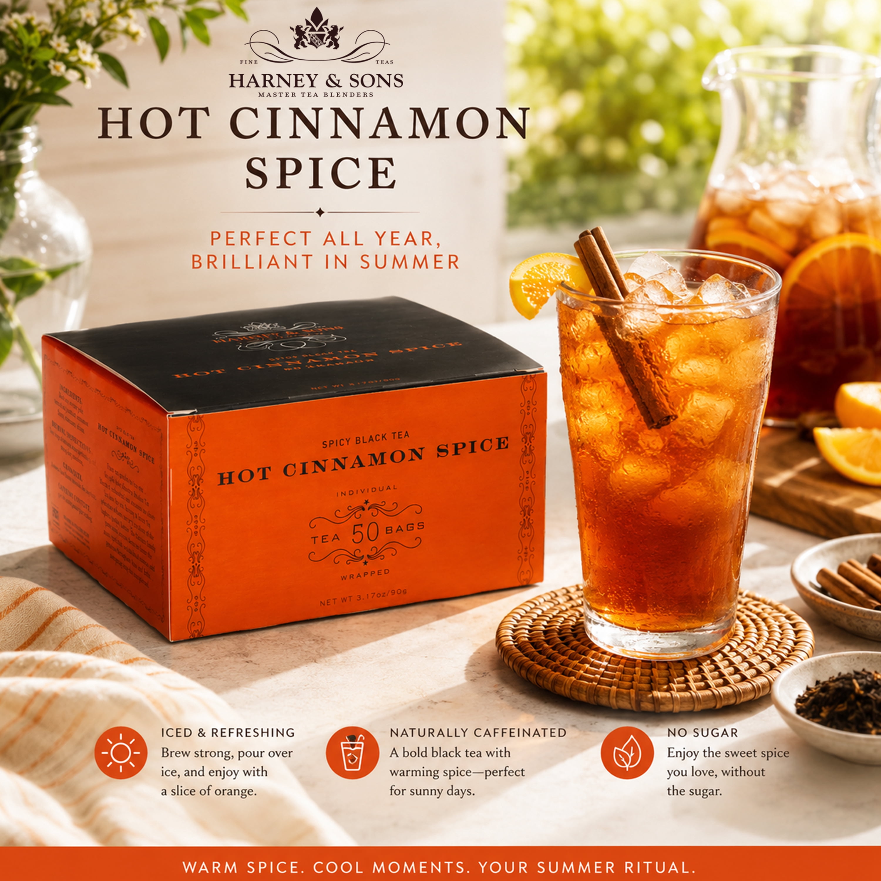 Harney & Sons Black Tea Bags Hot Cinnamon Sunset 20 Sachets