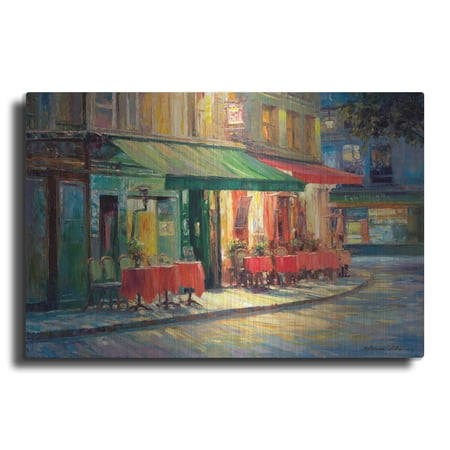 Luxe Metal Art 'Red & Green Café' by Haixia Liu, Metal Wall Art, 36"x24"