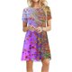 thumbnail image 1 of Puntoco Vestido De Manga Corta Para Mujer, Vestido Con Cuello Redondo Y Estampado Floral, Vestido De Manga Corta Con Cuello Redondo, Color S,Regalos Para Mujer Joven, 1 of 5