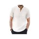 thumbnail image 1 of Txlixc Camisa con cuello levantado y botones para hombre, manga corta, color sólido, uso diario, ropa de calle informal, tops para hombre Txlixc Casual, 1 of 2