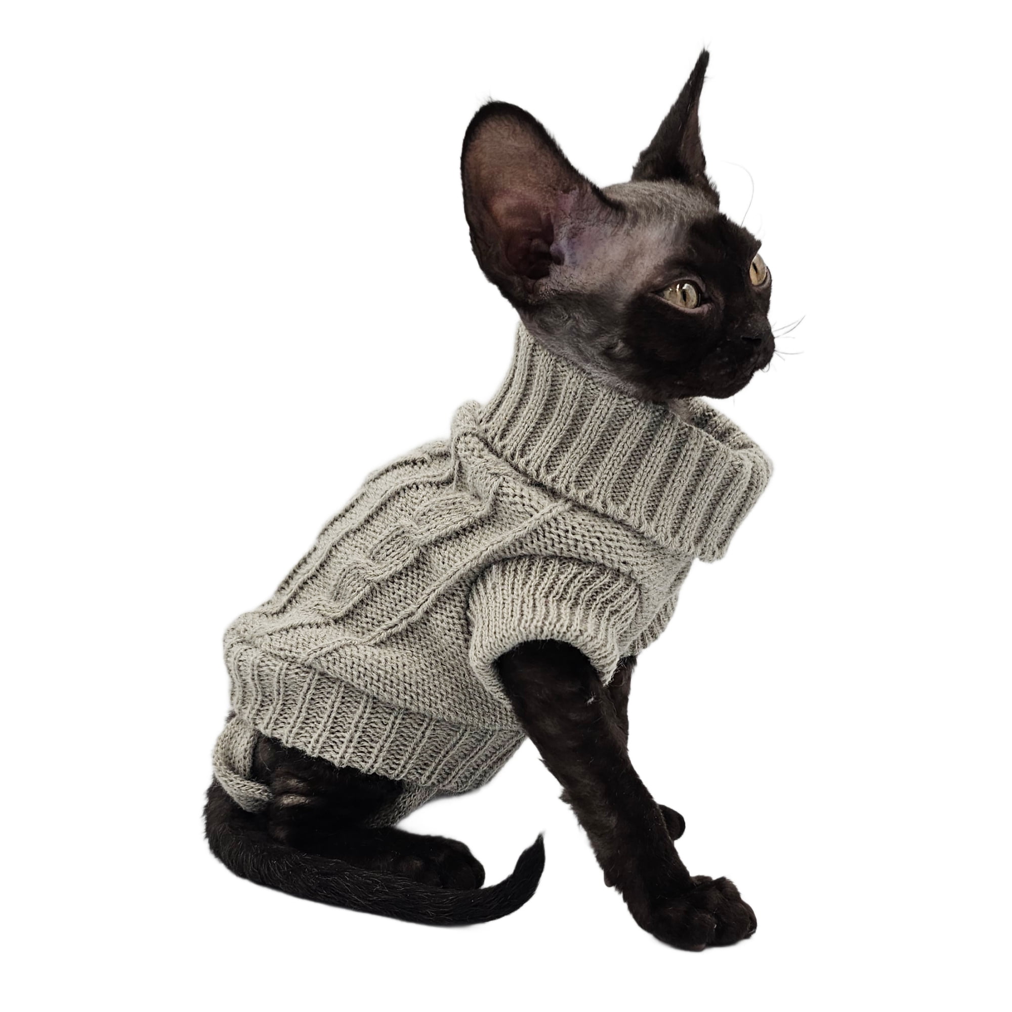 YokoKat Light Pink Turtleneck Cat Kitten Sweater Size Small Devon