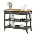 thumbnail image 2 of Convenience Concepts French Country 3 Tier Butcher Block Kitchen Cart with Drawers, Wirebrush Dark Gray/Butcher Block, 2 of 3