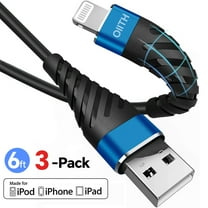 OIITH iPhone Charger Cable 3 Pack*6Ft,Apple MFi Certified Long Lightning Charging Cord, Fast 2.4A iPhone USB Cord Compatible with iPhone13/12/11/XS/Max/XR/X/8/8P/7P/6/iPad-Blue