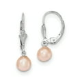 thumbnail image 1 of Beautiful Sterling Silver Rh-plated 6-7mm Pink FW Cultured Pearl Leverback Earrings, 1 of 2