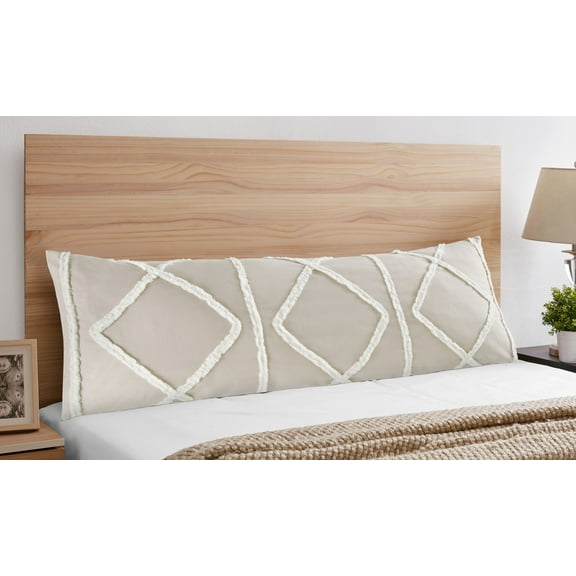 Sweet Jojo Designs Boho Fringe Linen Taupe Ivory Body Pillow Cover Case 54x20 (Pillow Not Included)
