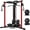 Red home gym system/120lbs Plates, variant on Fitness Cable Crossover Machine,Functional Trainer with High and Low Pulley System for Chest Fly, LAT Pulldown and Seated Cable Row Machine, Smith Machine with Cable Crossover for Home Gym