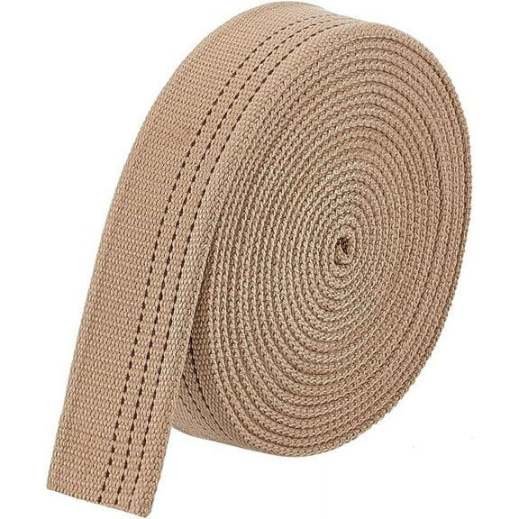 1pc 5 Yards Tan Heavy Polycotton Webbing 1-3/8 Inch High Density Webbing Plain Weave Straps Bag Strap for Climbing Outdoors Indoors Arts Crafting DIY 3mm Thick