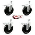 thumbnail image 2 of 6 Inch Phenolic Swivel ½ Inch Threaded Stem Caster Set with Total Lock Brake SCC, 2 of 2