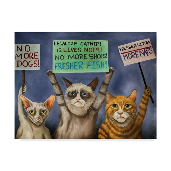 Trademark Fine Art 'Cats On Strike' Canvas Art by Leah Saulnier
