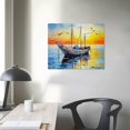 thumbnail image 4 of RUIYC abstract Wall Art for Living Room Bedroom Decoration bathroom Wall decor sea ship scenery Farmhouse watercolor paintings office Canvas Pictures Artworks modern Home wall 20x16in, 4 of 5
