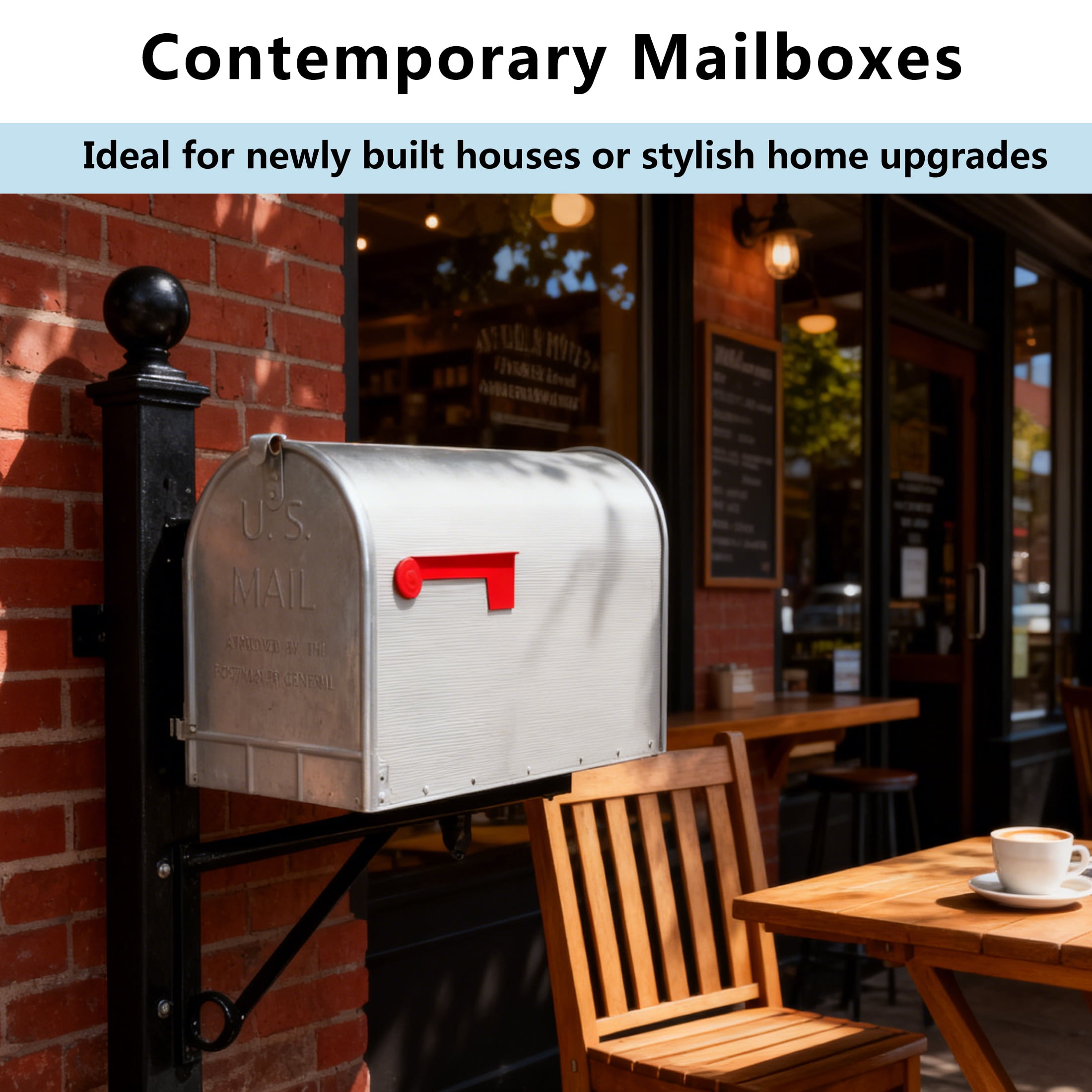 4W Rural Mailboxes Galvanized Steel,Jumbo Size,Post-Mount Mailbox in Gray