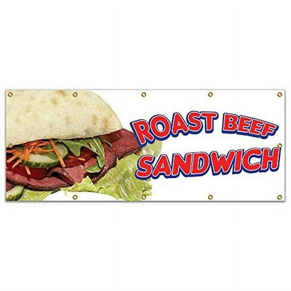 120 in. Concession Stand Food Truck Single Sided Banner - Roast Beef Sandwich
