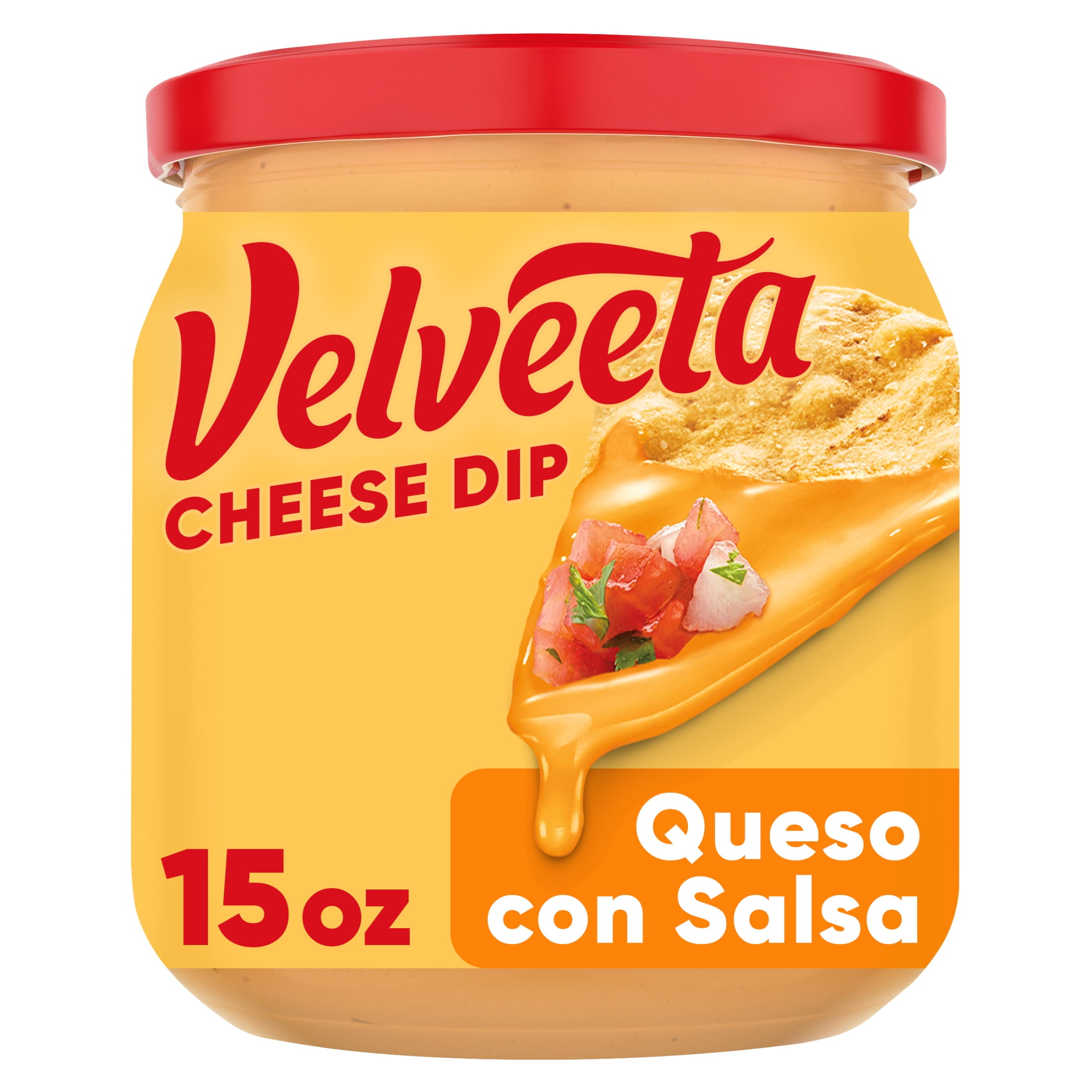 (3 pack) Velveeta Queso con Salsa Cheese Dip, 15 oz Jar