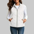 thumbnail image 2 of larppty Women's Vest, Stand Collar Lightweight Zip Up Front Quilted Padded Vest for Women (White, S), 2 of 6