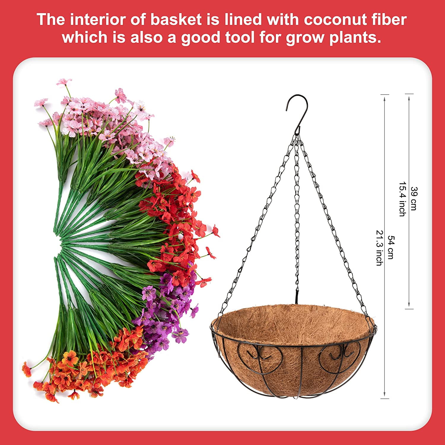 Artificial Faux Hanging Plants Flowers Basket for Spring Summer Outdoor Porch Decoration, Fake Silk Colorful Daisy Eucalyptus in Planter UV Resistant Look Real for Home Patio Balcony Yard