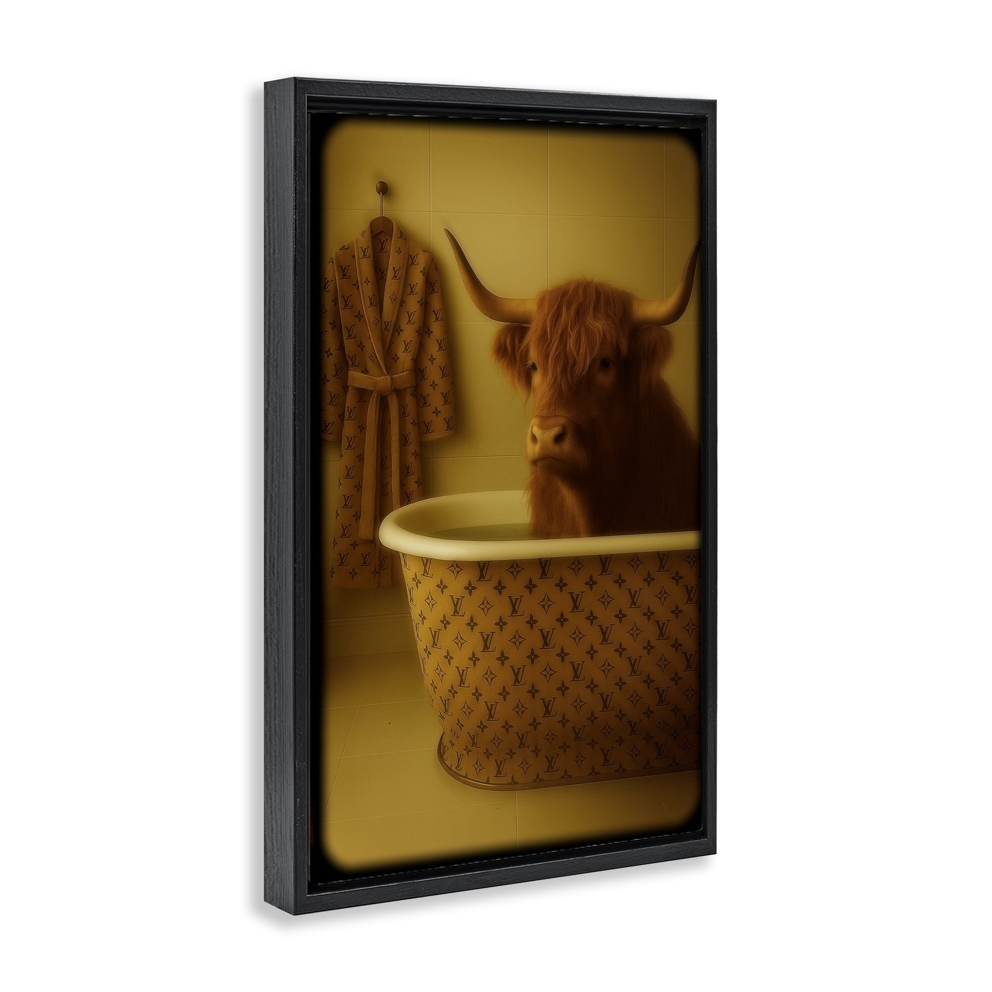 Stupell Industries Couture Highland in Luxury Tub Black Framed Floater Canvas Wall Art, design by Grotto Studios