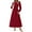 Wine Red, variant on Women's Elegant Maxi Dresses Long Sleeve V Neck Flowy Pockets Casual Modest Dress Fall Fashion Clothes
