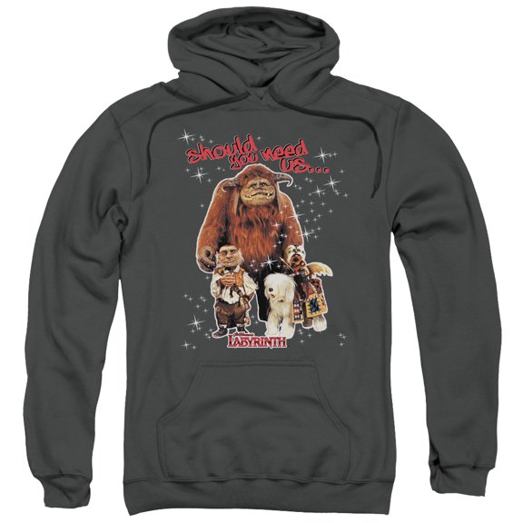 Labyrinth Should You Need Us Adult Pullover Hoodie Sweatshirt Charcoal