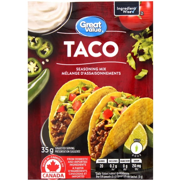 Mélange d’assaisonnements pour tacos Great Value 35&nbsp;g
