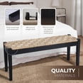 thumbnail image 5 of 47-inch Acacia Wood Entryway Bench with Woven Seagrass Seat, Indoor Hallway or Bedroom Bench (Black), 5 of 9