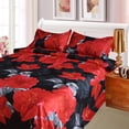 thumbnail image 1 of Labymos Red Peony Flower Pattern 4Pcs 3D Printed Bedding Set Bedclothes Home Textiles Queen Size, 1 of 8