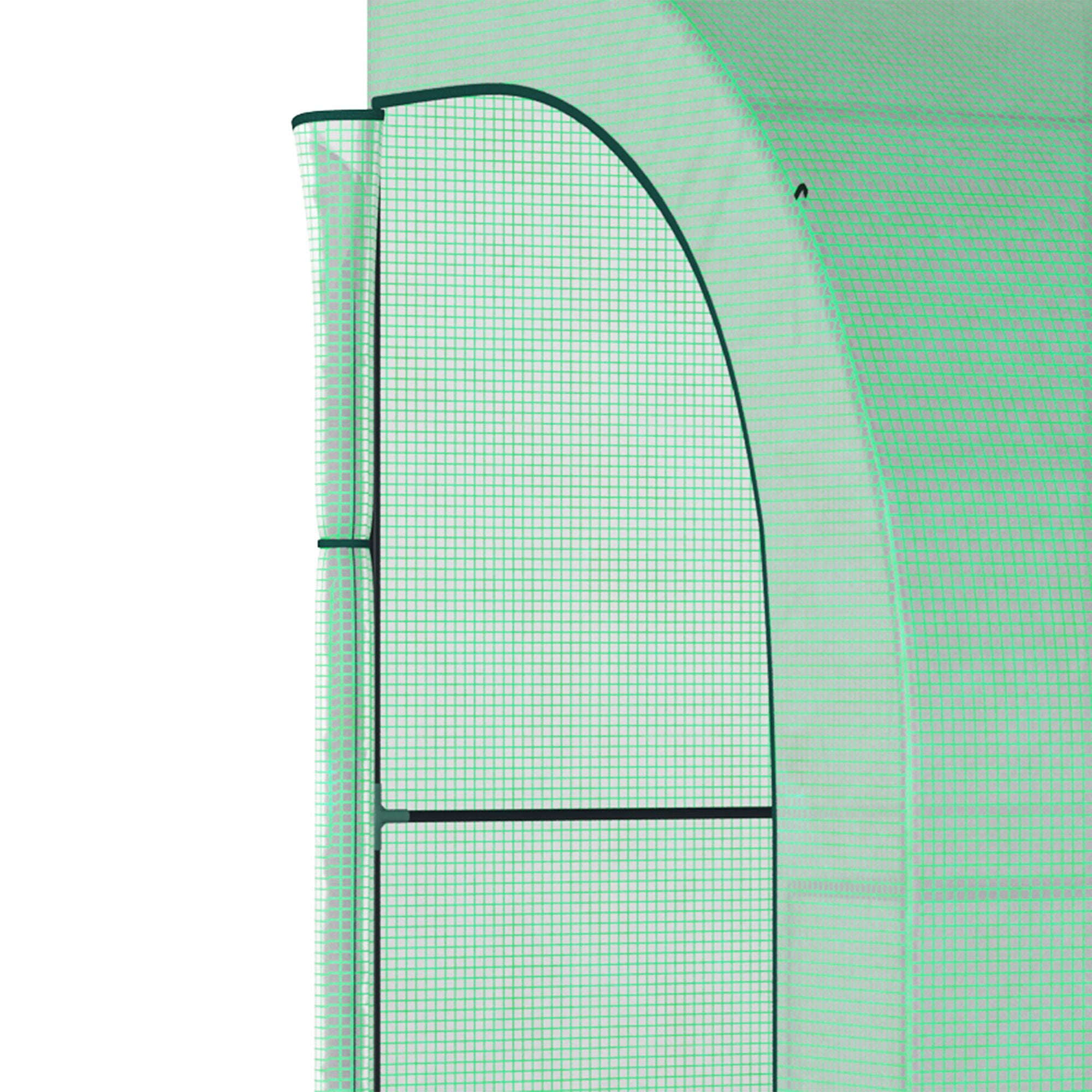 Outsunny 10' x 5' x 7' Lean-to Walk-In Greenhouse with PE Cover & 3 Wire Shelves, Green