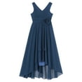 thumbnail image 3 of CHICTRY Kids Girls Flower Dress Ruched Bodice Irregular Chiffon Dresses Princess Party Maxi Gown Navy Blue 6, 3 of 7
