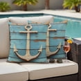 thumbnail image 2 of Outdoor Pillow Cover Blue White Brown Nautical Anchor Set of 2 Waterproof Throw Pillowcases Vintage Wood Grain Decorative Patio Furniture Pillows for Couch Garden Indoor & Outdoor Use, 2 of 9