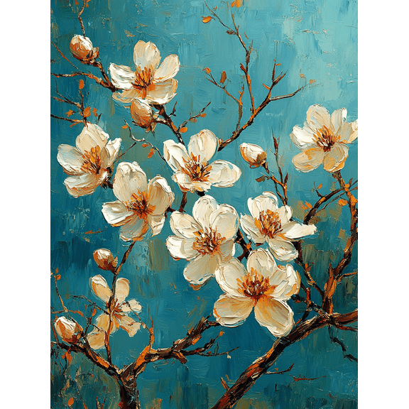 White Magnolia Blossom Canvas Wall Art，Perfect for Living Room，Bedroom，Dining Room，Bathroom，Office Decor.