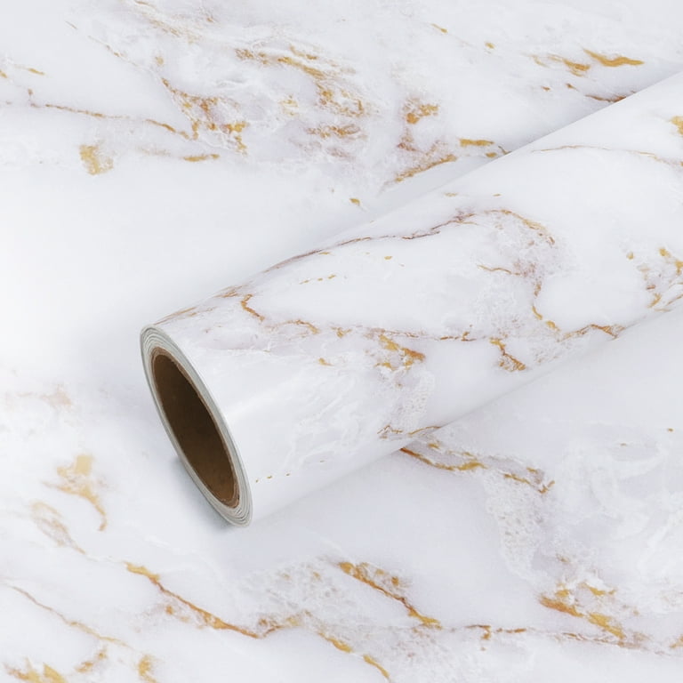 1roll White Marble Contact Paper, Peel And Stick Wallpaper Vinyl