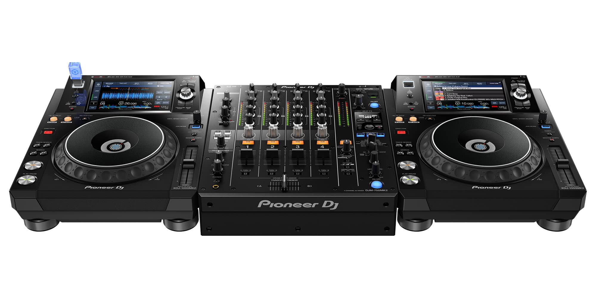 Pioneer DJM-750MK2 4-Channel DJ Mixer - Bundle with TRS Cable, 2 XLR Cables, and Austin Bazaar Polishing Cloth